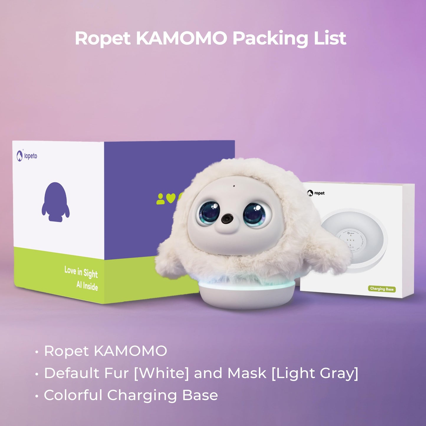 ropet KAMOMO Companion Interactive Robot Pet, Emotional Support for Kids and Adults, AI Desk Robots, Anxiety Relief Comfort Gift