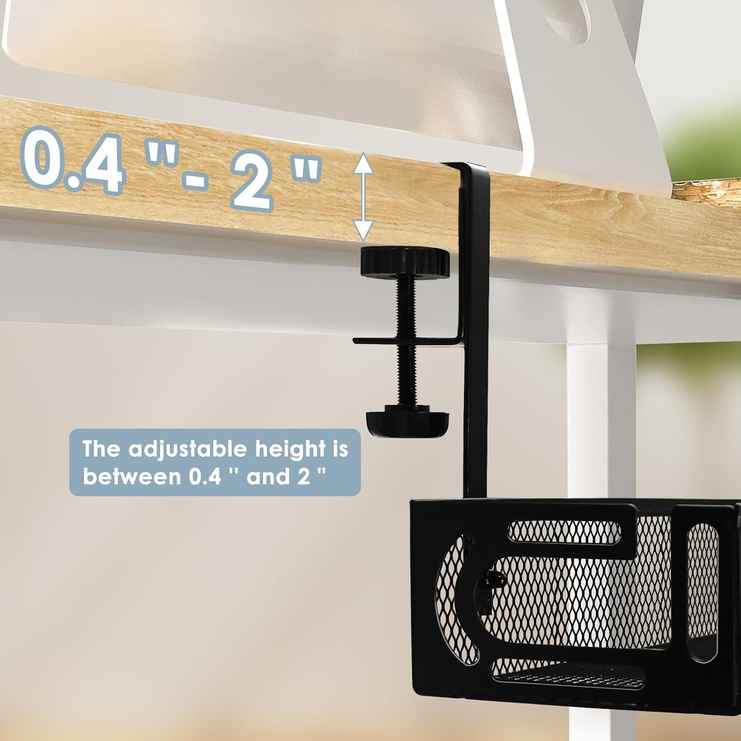 Mzmaxy 25'' Cable Management, Cable Management Under Desk No Drill, Metal Cord Organizer with Clamp for Standing Desk