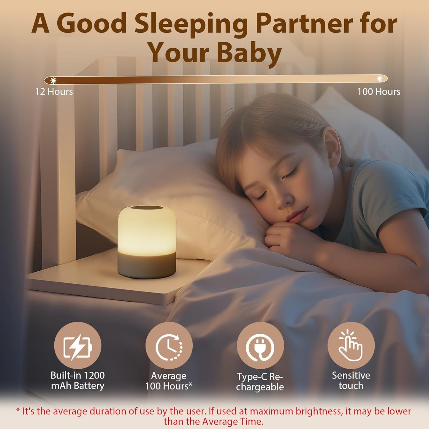 Skiennix Portable Baby Night Light - Rechargeable LED Egg Lamp with 3 Colors for Nursery | Dimmable Touch Control
