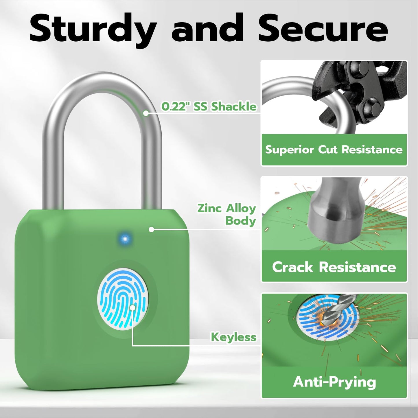 Fingerprint Padlock,Gym Locker Lock,Smart Padlock with APP Unlock,Fingerprint Lock USB Rechargeable for Gym Locker,Locker, School,Storage, Luggage