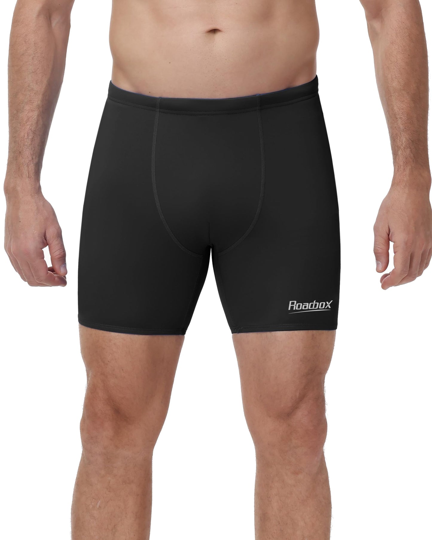 Roadbox Men's Athletic Swim Jammers, Competitive Training Endurance Swimsuit, Quick Dry Racing Swimming Shorts UPF 50+ Black