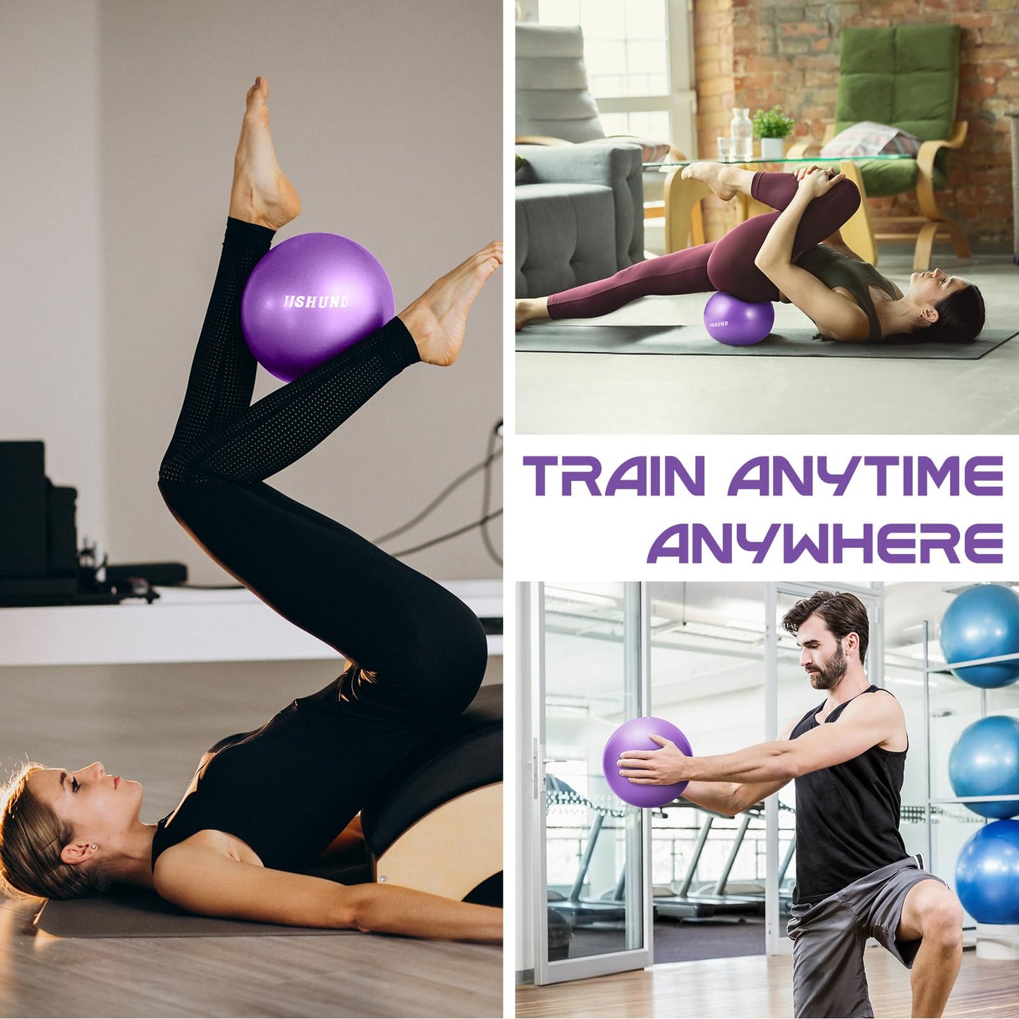 jjshund Pilates Ball, 9,8 Inch Small Exercise Mini Soft Workout Yoga Ball with Exercise Guide, for Home Gym Yoga, Pilates, Core Training, Workout, Balance, Stability