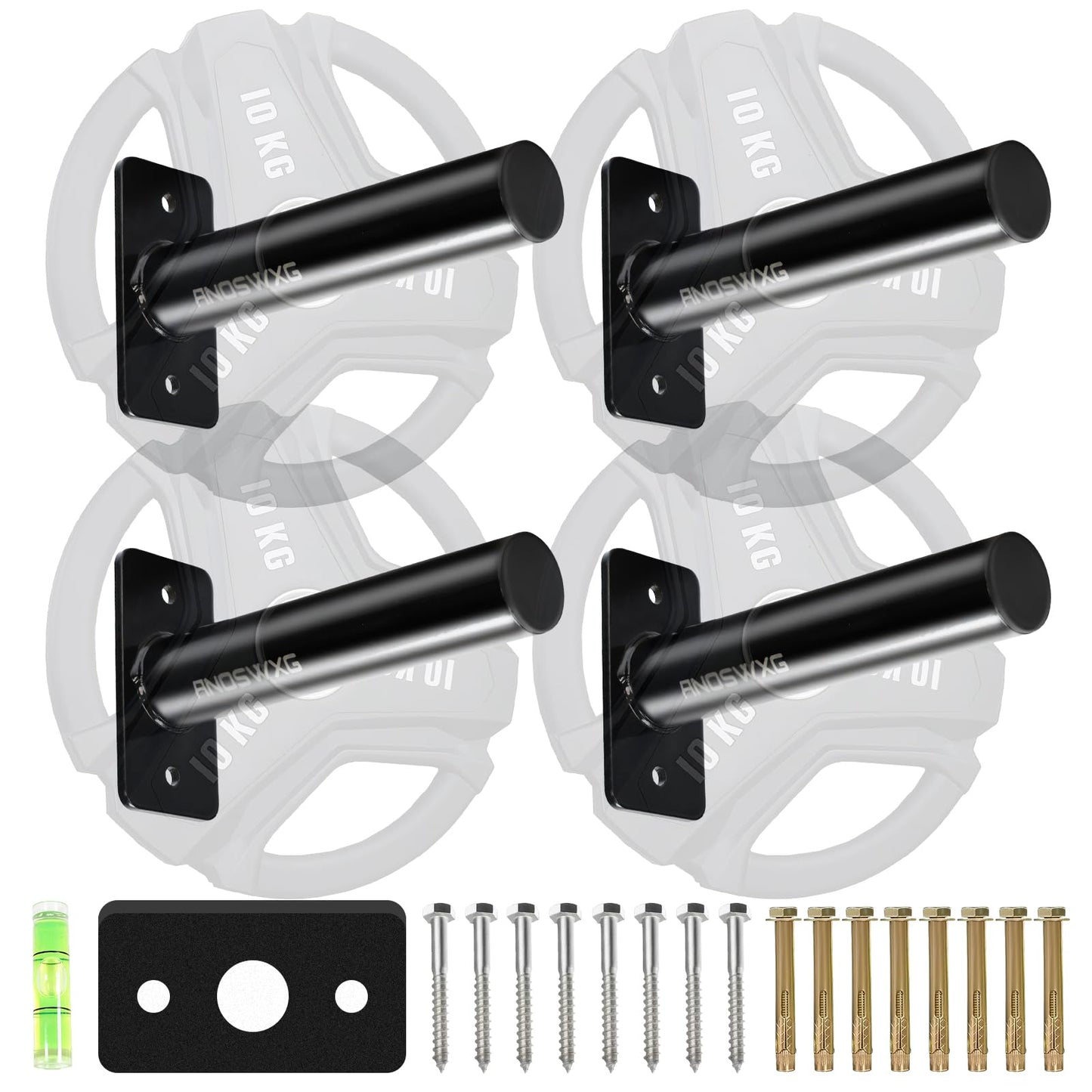 Wall-Mounted Strength Training Plate Storage Rack – Heavy Duty 2” Weight Plate Holder with Foam Padding, Bumper Plate Storage for Home Gym, Garage, and Power Rack