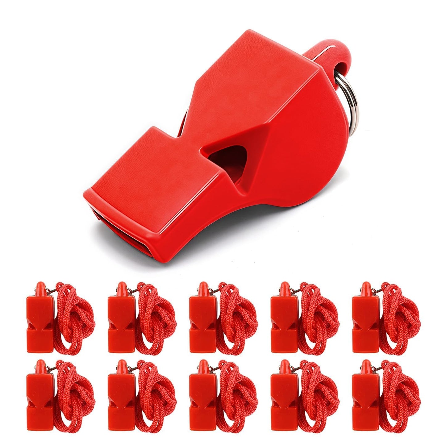 smrtcol Emergency Whistles with Lanyard Red Safety Whistle for Lifeguard Outdoor Emergency Camping Hiking Boating Loud Signaling Whistles 5 Pack