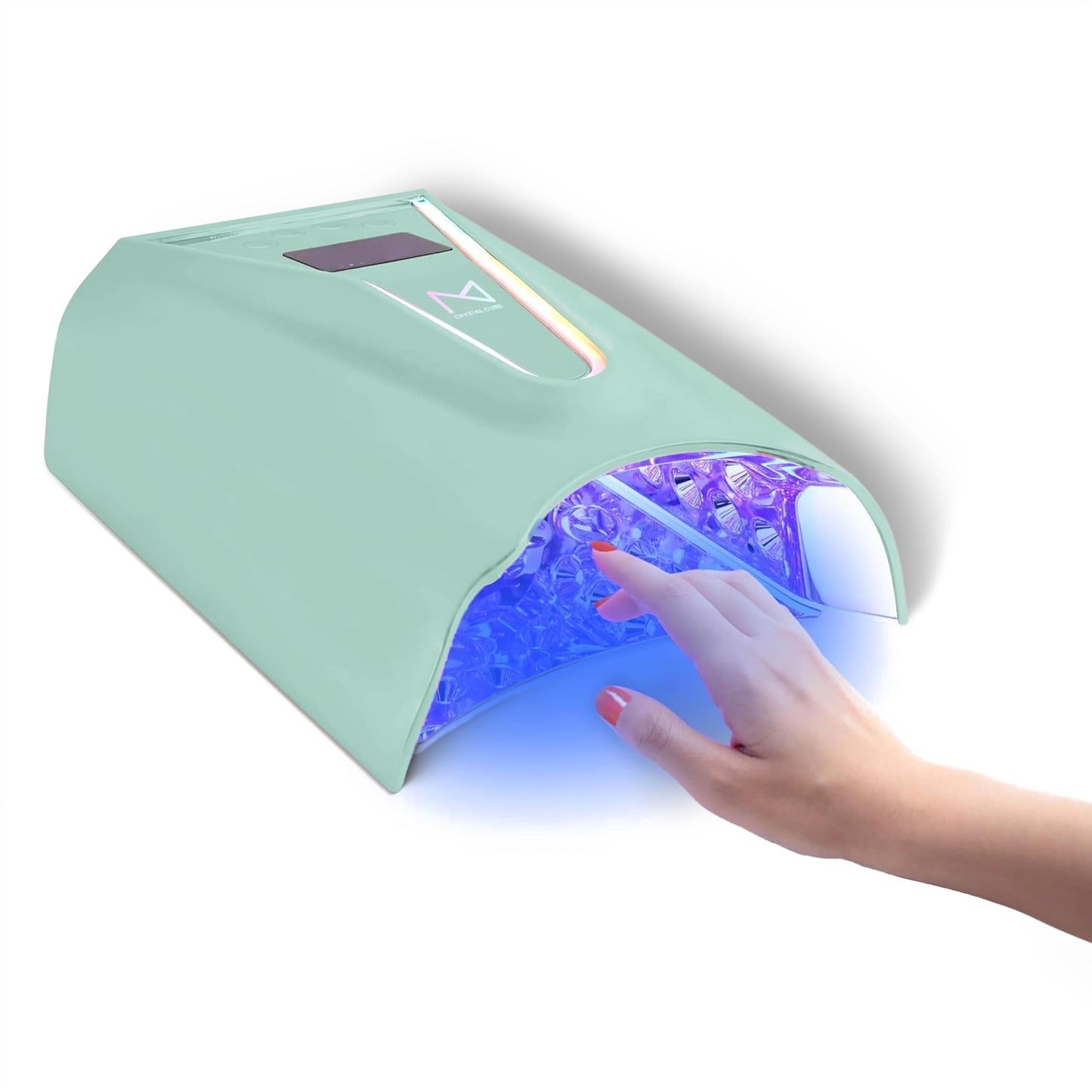 M - Crystal Cure 128W UV/LED Nail Lamp | Fast Curing with 45 Powerful 365nm+405nm LEDs | Cordless, Rechargeable, Auto Sensor | Professional Gel Nail Dryer for Manicures & Pedicures (Teal)