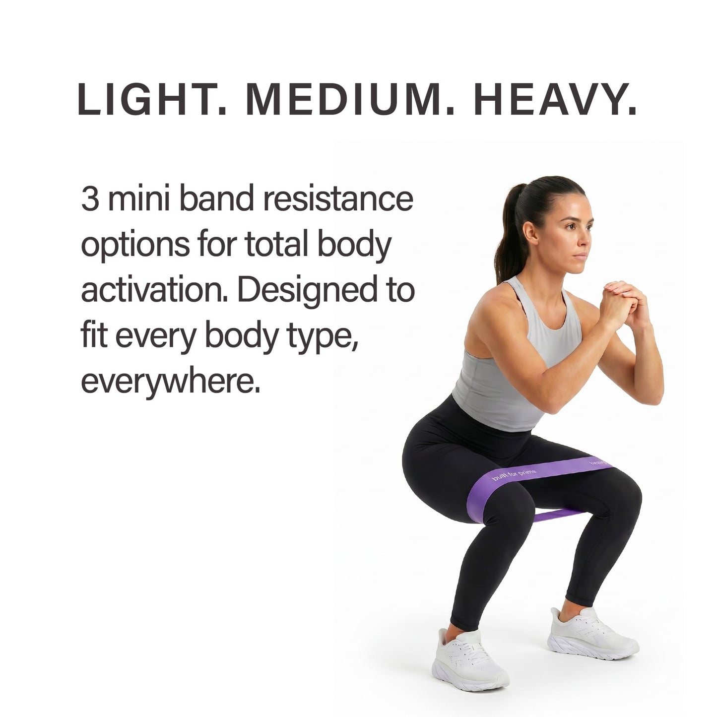 Built For Prime Mini Resistance Bands (Set of 3) – Premium Exercise Bands for Strength Training & Activation – Seafoam, Sky, and Amethyst