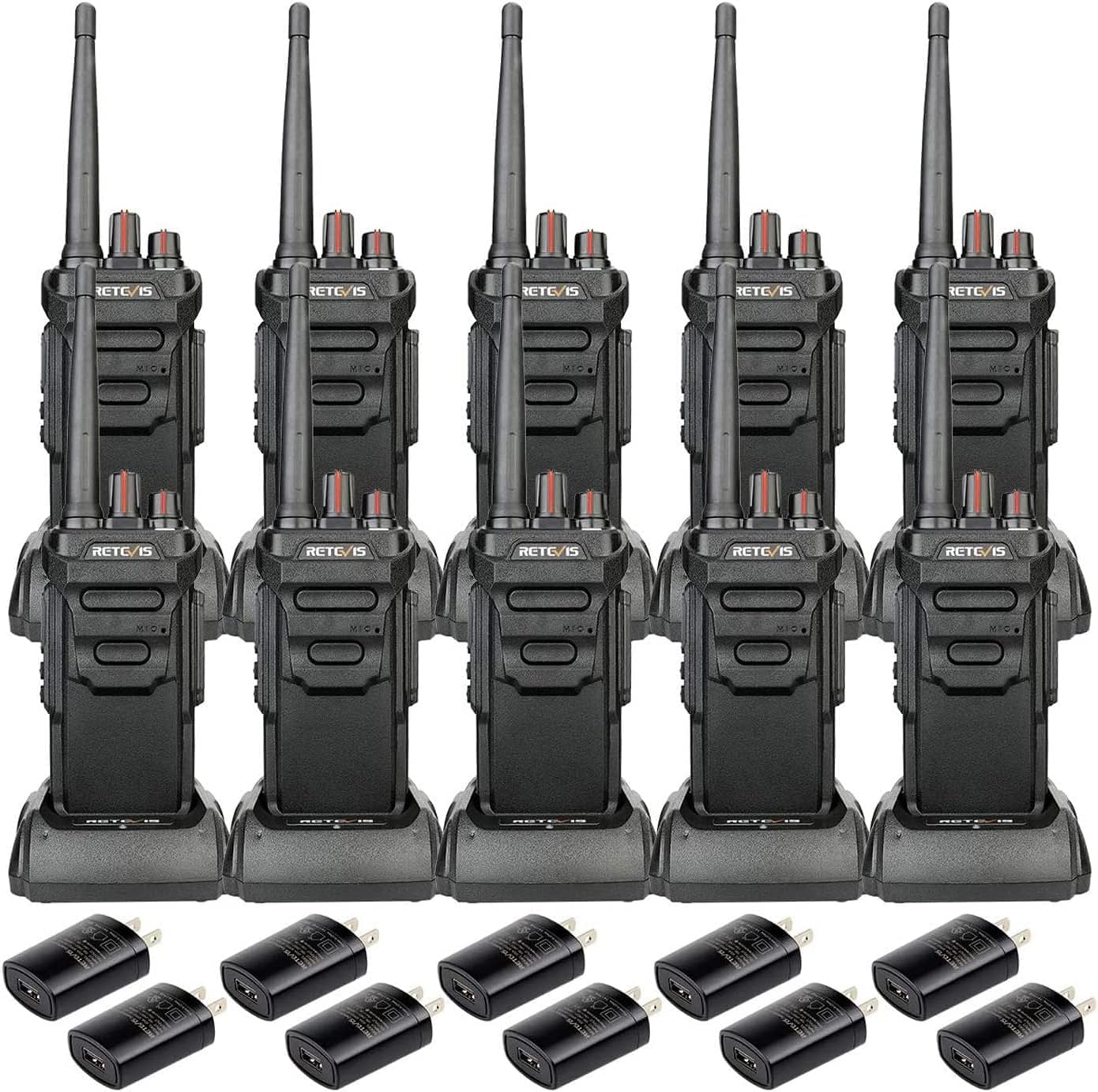 Retevis RT48 IP67 Waterproof Walkie Talkies for Adults,Heavy Duty,Professional Two Way Radio Rechargeable,1200mAh,VOX,Emergency Alarm,Rugged 2 Way Radios for Work Construction Jobsite School(10 Pack)
