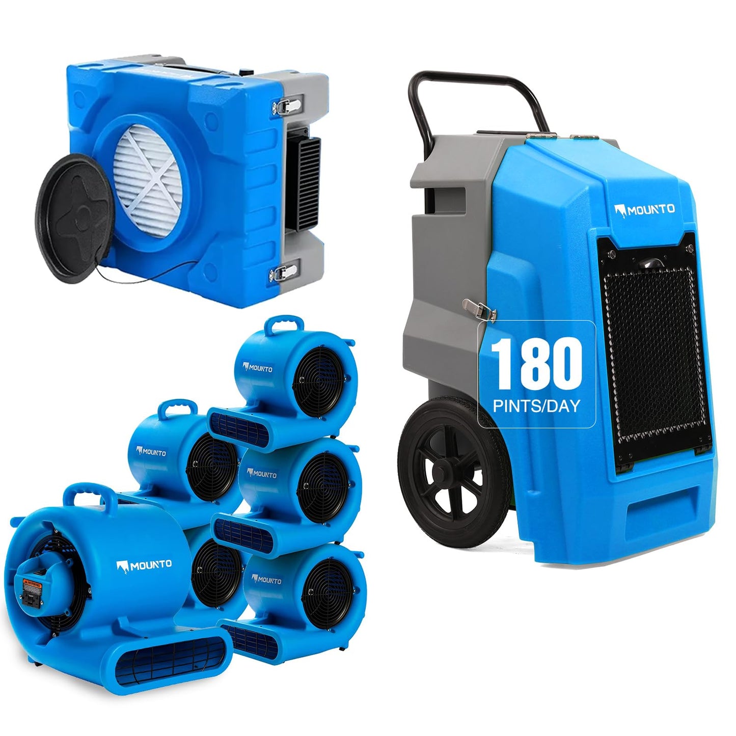 MOUNTO Water Damage Restoration Combo Package Deals (6xAir Mover, 1X Air Scrubber, 1X LGR Dehumidifiers)