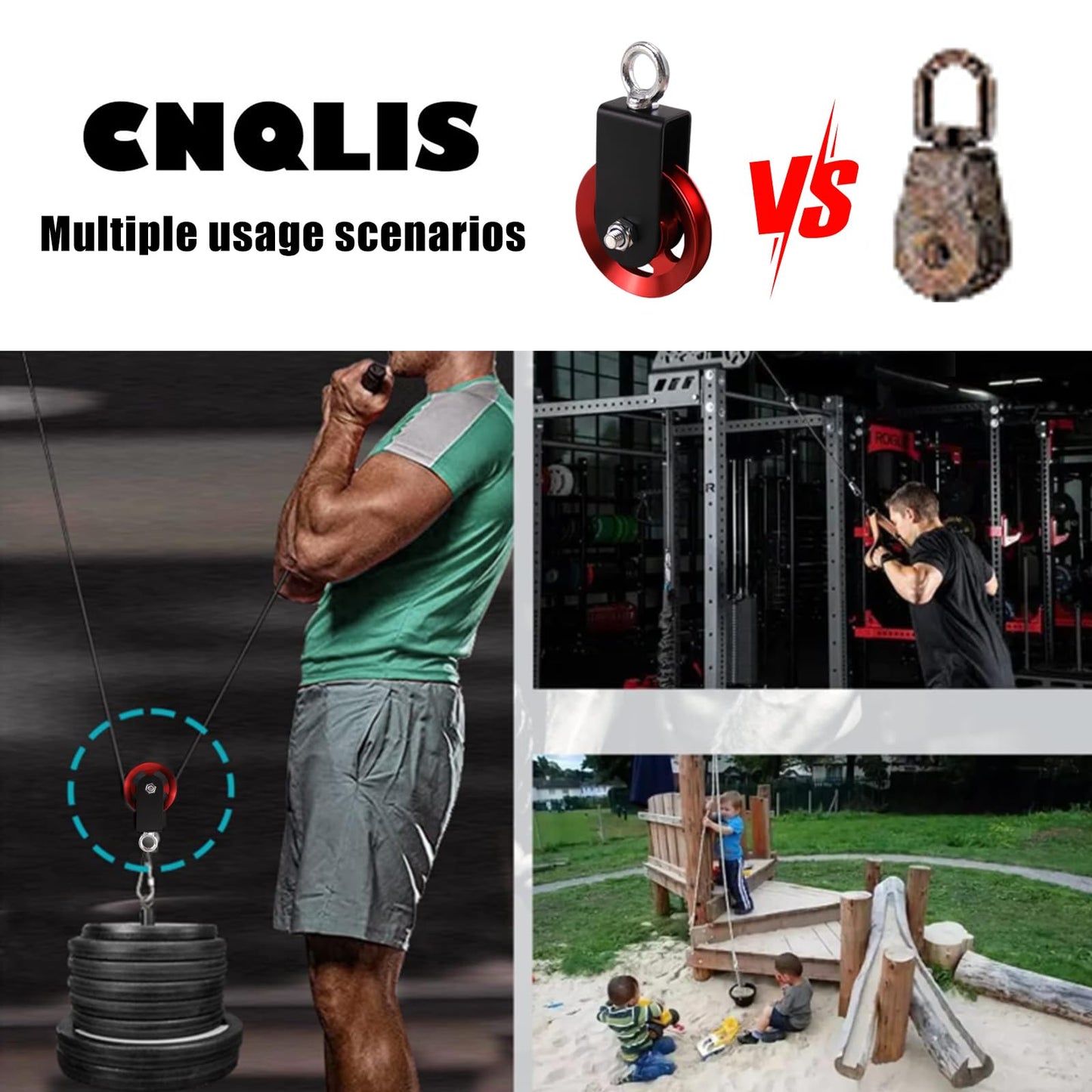 CNQLIS Cable Pulley Wheel for Home Gym Pulley System,90mm Aluminium Alloy Gym Pulley for Maximum 660LBS Load, for poleas. para Gym