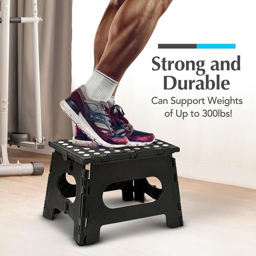 Handy Laundry Folding Step Stool - Lightweight & Sturdy for Adults and Kids - Easy One-Flip Design (Black | 2-Pack)
