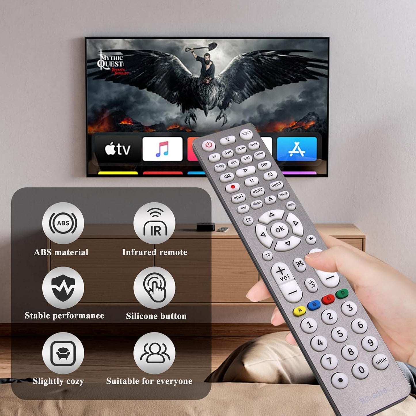 MYHGRC 8 1 Universal Remote Control for TVs, DVD/Blu-Ray Player, Streaming Players, Soundbar Speaker, Cable Box