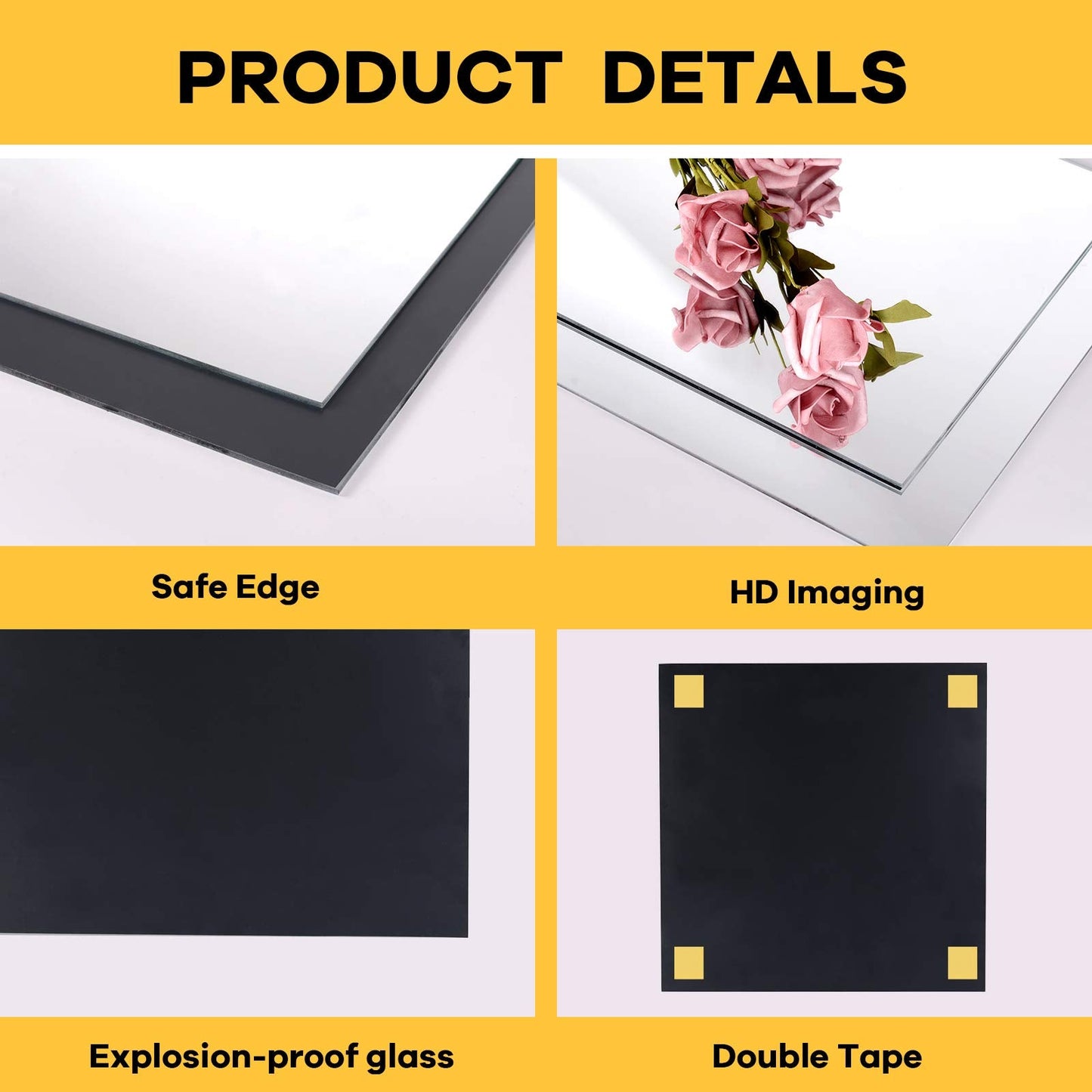 EVENLIVE® Gym Mirrors for Home Gym wall Large, 16PCS Glass Wall Mirror Tiles, 12" Frameless Mirror Panels, Full Body Mirror Sticker, for Ceiling Candle Tray Wedding Centerpieces for Table,Crafts Set