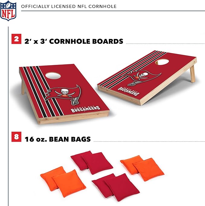 NFL 2' x 3' Solid Wood Cornhole Set with Direct Print HD Team Graphics – Great Gift for Any Football Fan! Bean Bag Toss Family Outdoor Games