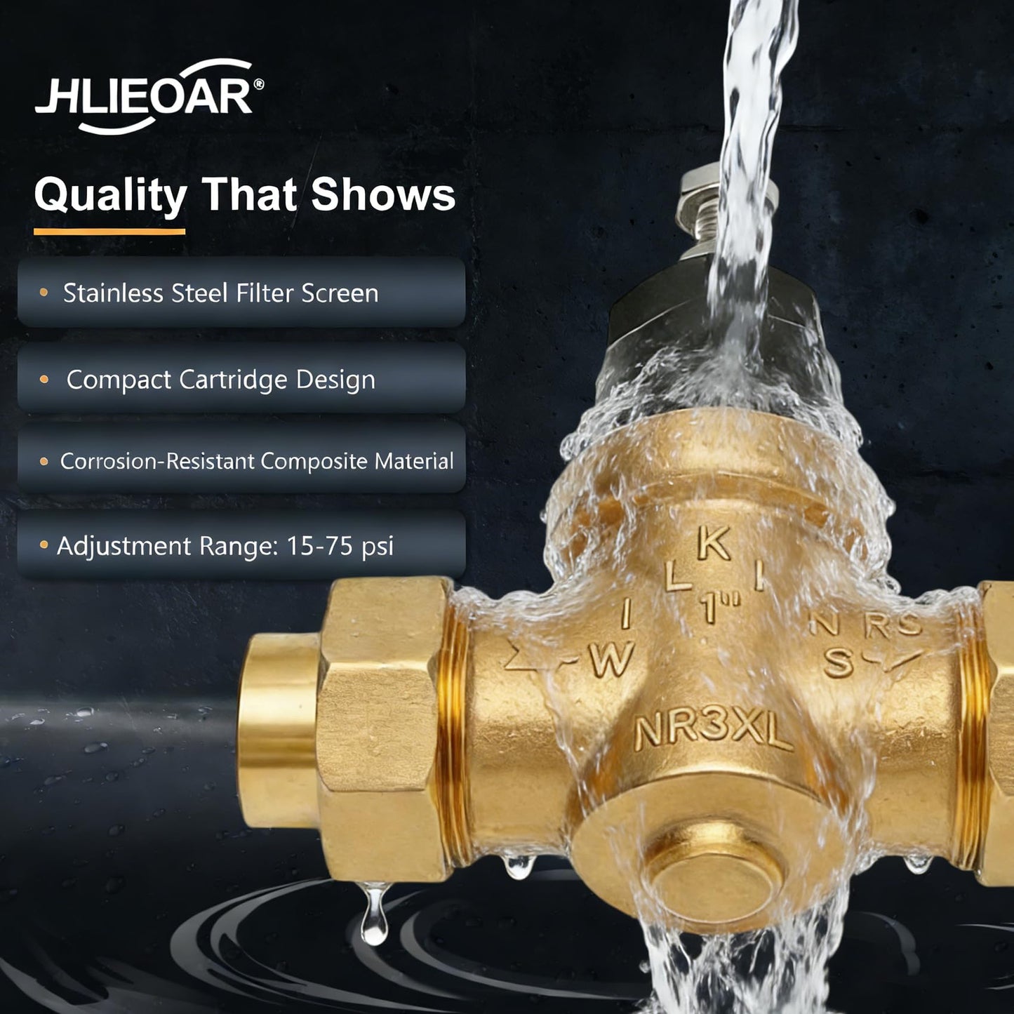 1" NR3XLDU Pressure Reducing Valve, Double Union FNPT Connection, for Home & Commercial Use