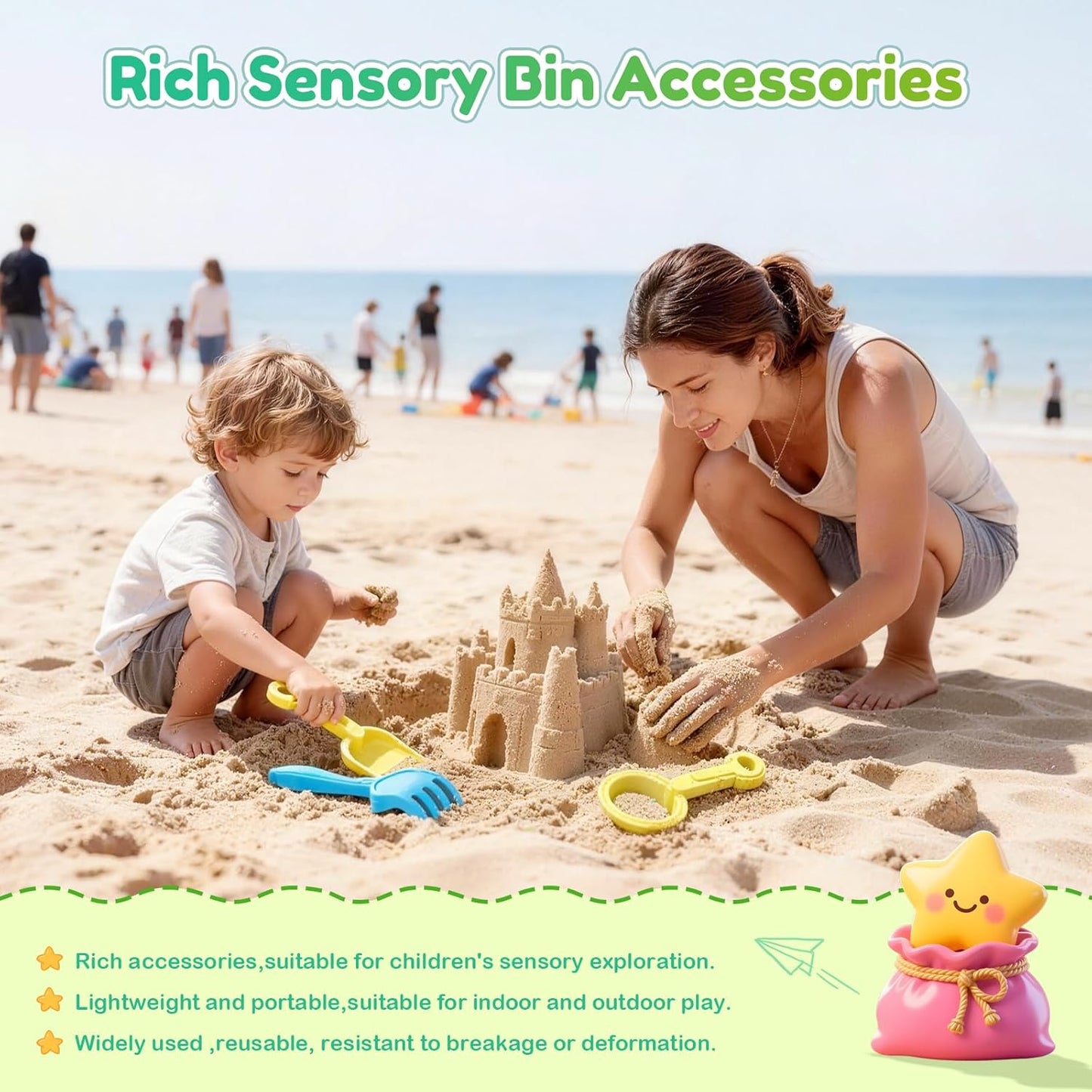 Skiennix 34PCS Sensory Bin Filler Tools - Fine Motor Skills Scooper Set with Scoops & Tweezers