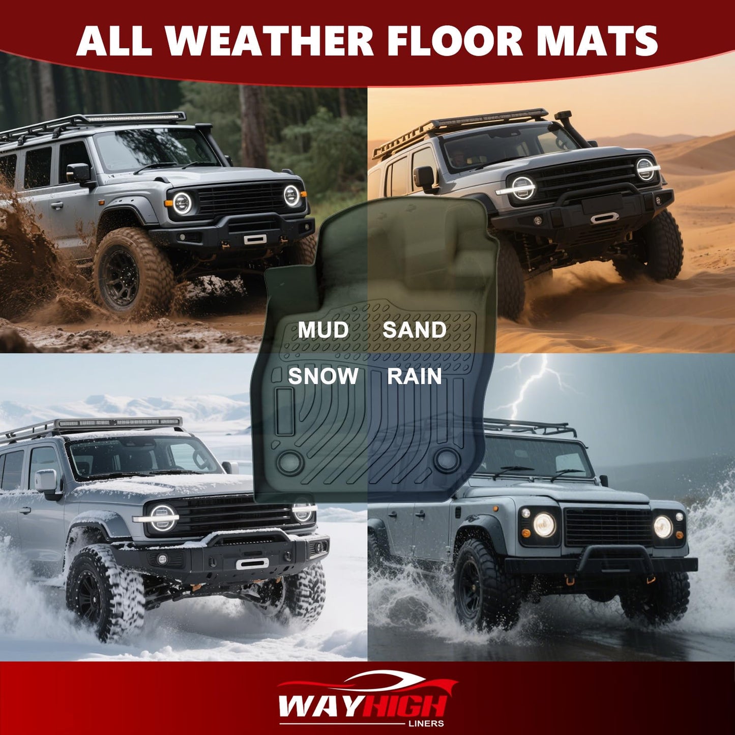 Wayhigh® Floor Mats & Cargo Liner for Toyota RAV4 Hybrid 2019-2024 2025(Only Hybrid) All Weather TPE Car Mats Waterproof Heavy Duty Floor Liners Custom Fit for RAV4 Accessories- Black