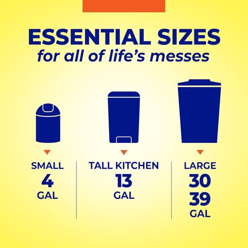 Hefty Essentials 13 Gallon Kitchen Trash Bags - 120 Count, Tall & Unscented, Easy to Tie & Carry, White