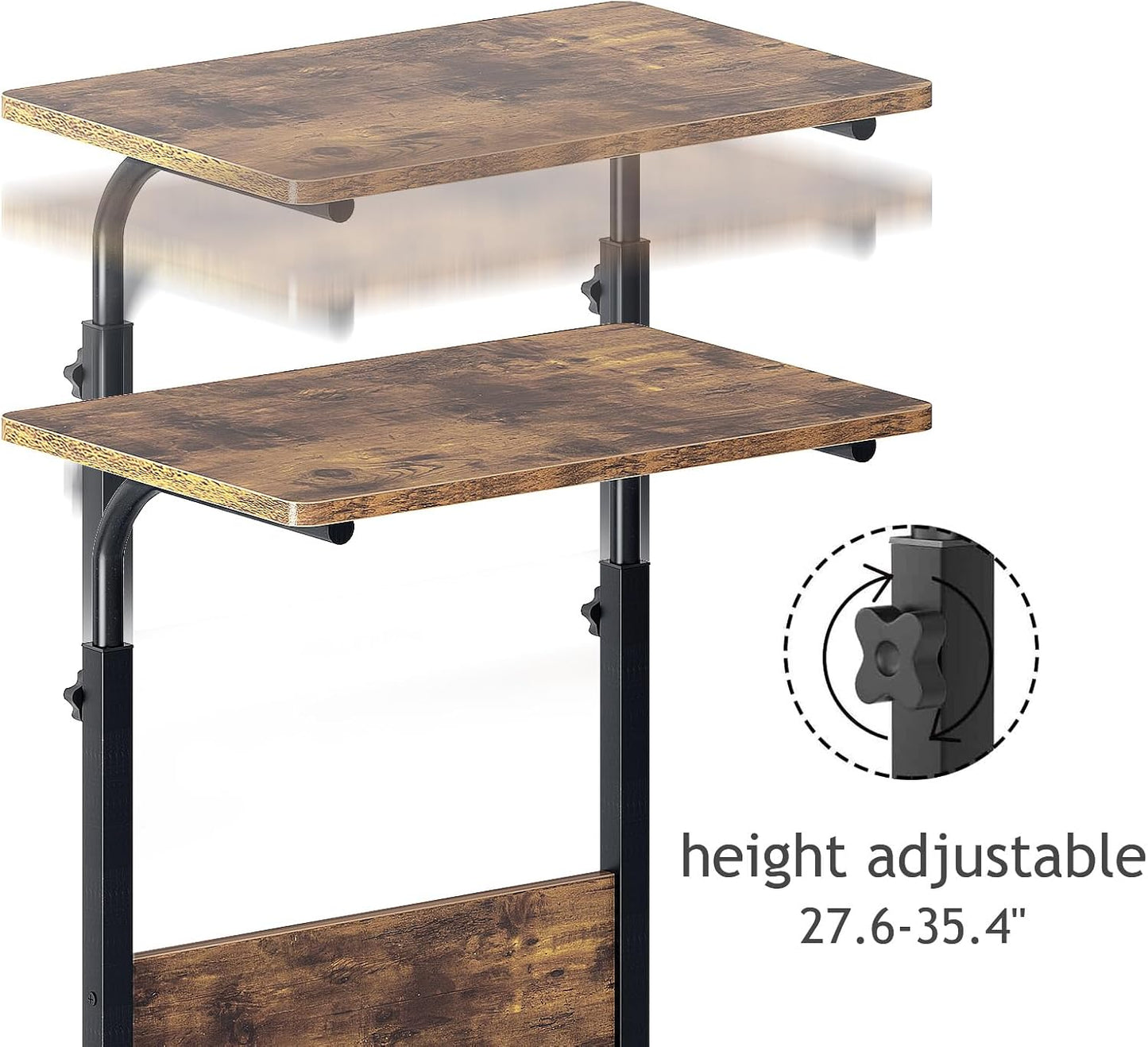 23.6 Inches Sofa,DUS-05#1-60FG-FBA DlandHome Rolling Desk Mobile Standing Desk Mobile Side Table w/Wheels Adjustable