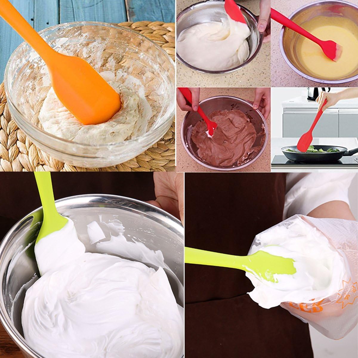 Skiennix Silicone Spatulas - 11-Inch Heat Resistant Non-Stick Baking Tool Set | 4-Piece Flexible Scrapers