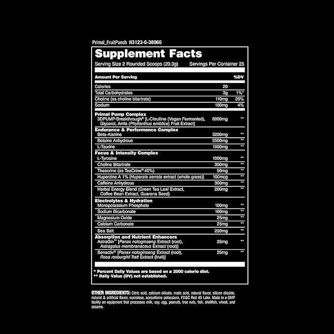 Animal Primal Muscle Hydration + Preworkout Powder ??Contains Beta Alanine, 3DPump, Caffeine & Electrolytes ??Improves Energy, Focus, Endurance & Absorption ??Fruit Punch Flavor, 17.9 oz