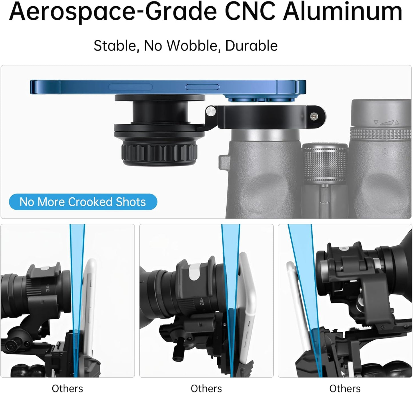 AIYUNDI Magnetic Spotting Scope Phone Adapter CNC Aluminum, Quick-Install Stable Mount for iPhone & Android Fits