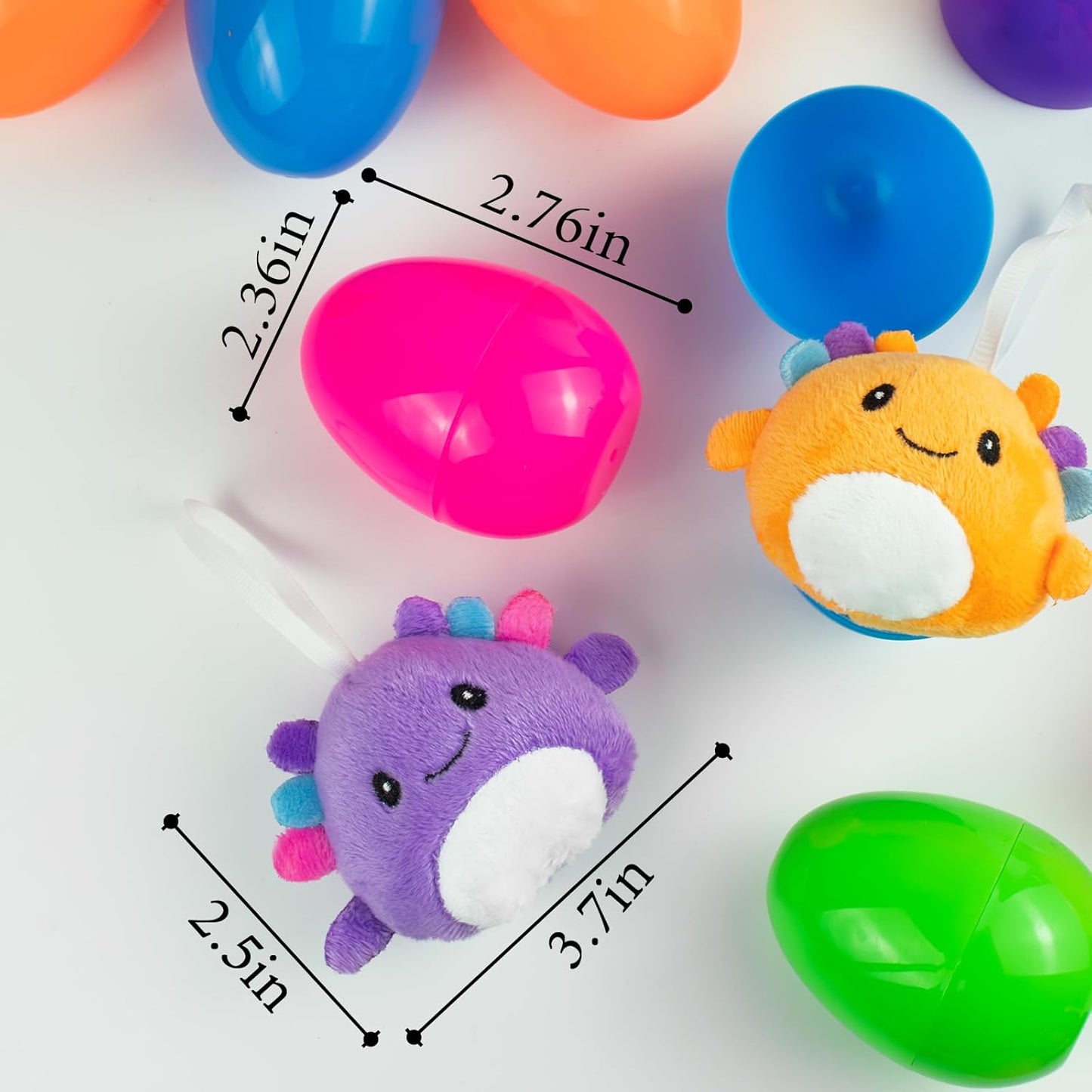 Skiennix Easter Basket Stuffers - 12 Pack Prefilled Plastic Eggs with Axolotl Plush Toys for Kids