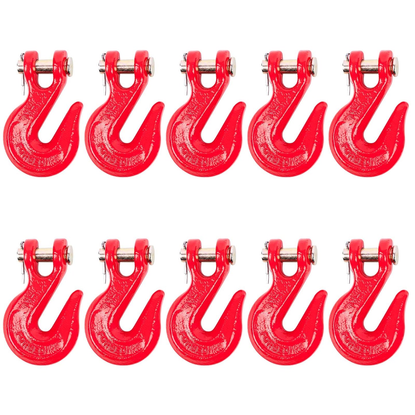 Lechansen 1/2'' G80 Clevis Grab Hook,10 Pack Grade 80 Chain Hooks 1/2 Inch Heavy Duty, 12,000 Lbs Working Load Limit Tow Hooks Transport Chain Hooks for G80 Binder and Chains - Red