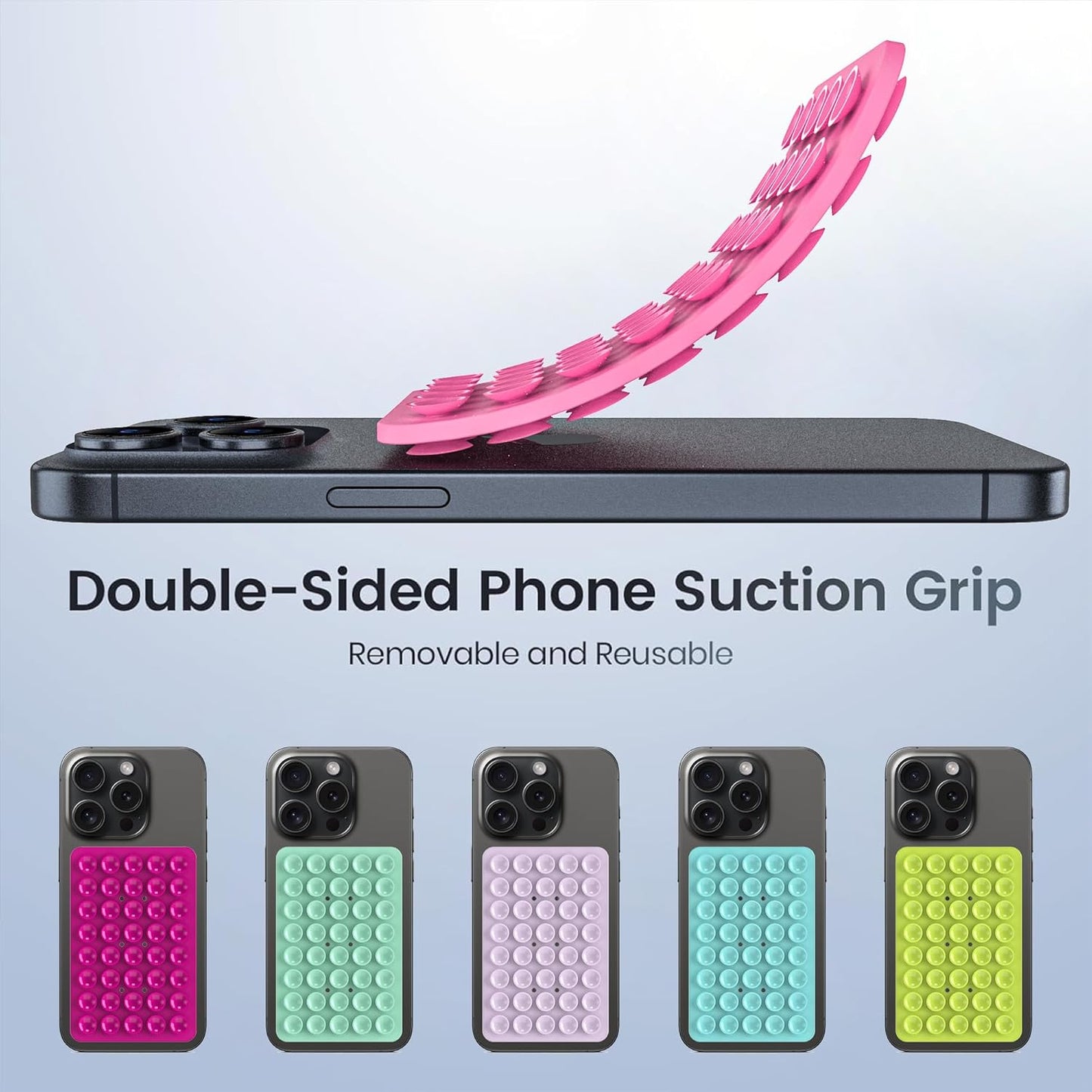 CMZZ Double Sided Silicone Suction Phone Holder Mount, Silicon Accessory for iPhone and Android, Hands-Free Mirror