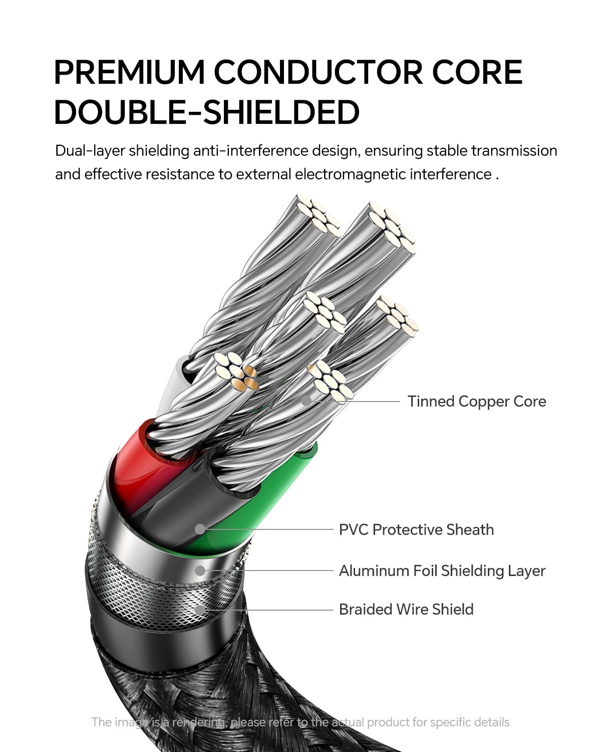 10ft 2.0 USB Printer Cable, USB A to B Cable with Ferrite Bead, Gold-Plated Connector, Nylon Braided Cord Compatible