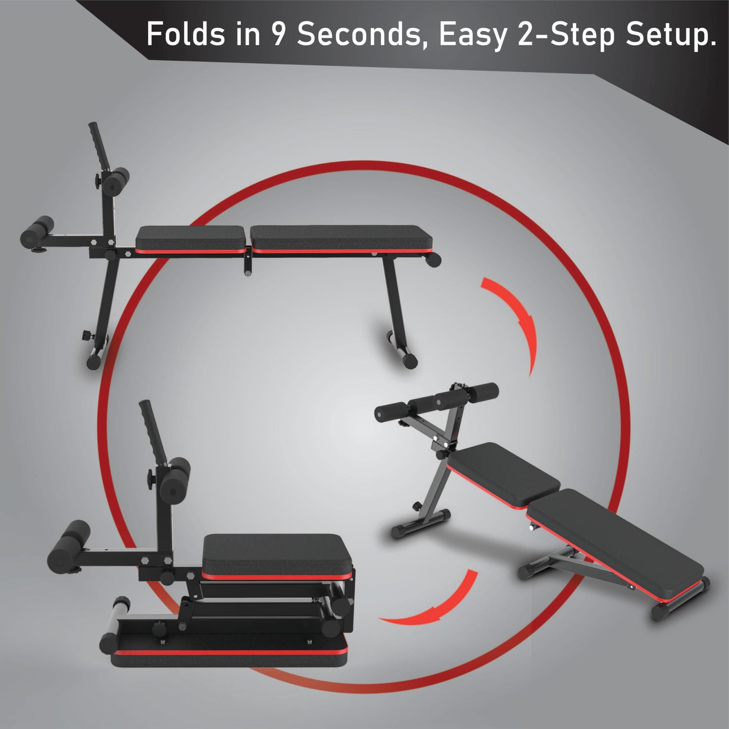 EASY BIG Decline & Flat Bench, Foldable, Multi-Gear Adjustment, Full Body Workout, 660 lbs/300 kgs Capacity