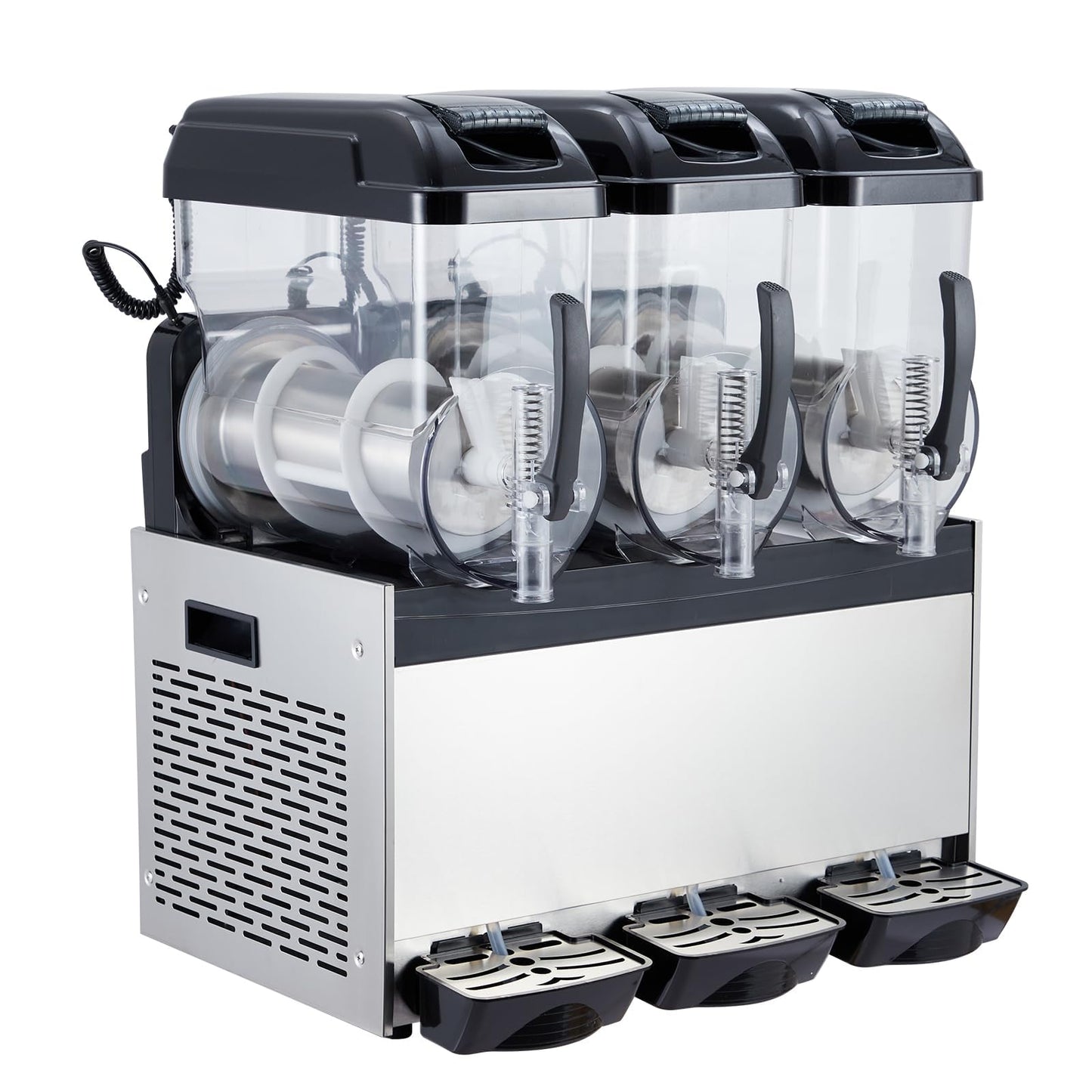 PeacefulHues Commercial Slushy Machine Frozen Drink Machine, Three Tank 12l 860w Stainless Steel, Margarita Wine Slush Smoothies Maker for Restaurant Bar Party