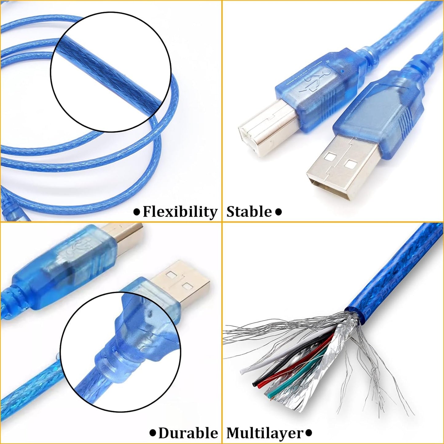 2.0 (20Pcs 11.81IN) SmaringRobot USB A to USB B Cable Wire, USB Cable Connectors, Printer Cables Wire for Connecting