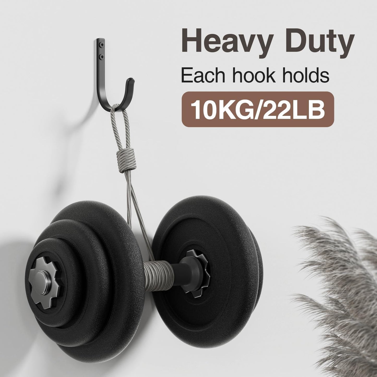 Josmimic Wall Hooks for Hanging Towel/Coat - 22LB Screw in Metal Hanger Wall Mount, for Outdoor, Closet, Door, Bathrooms, for Backpack, Robe, Black 5 Pack