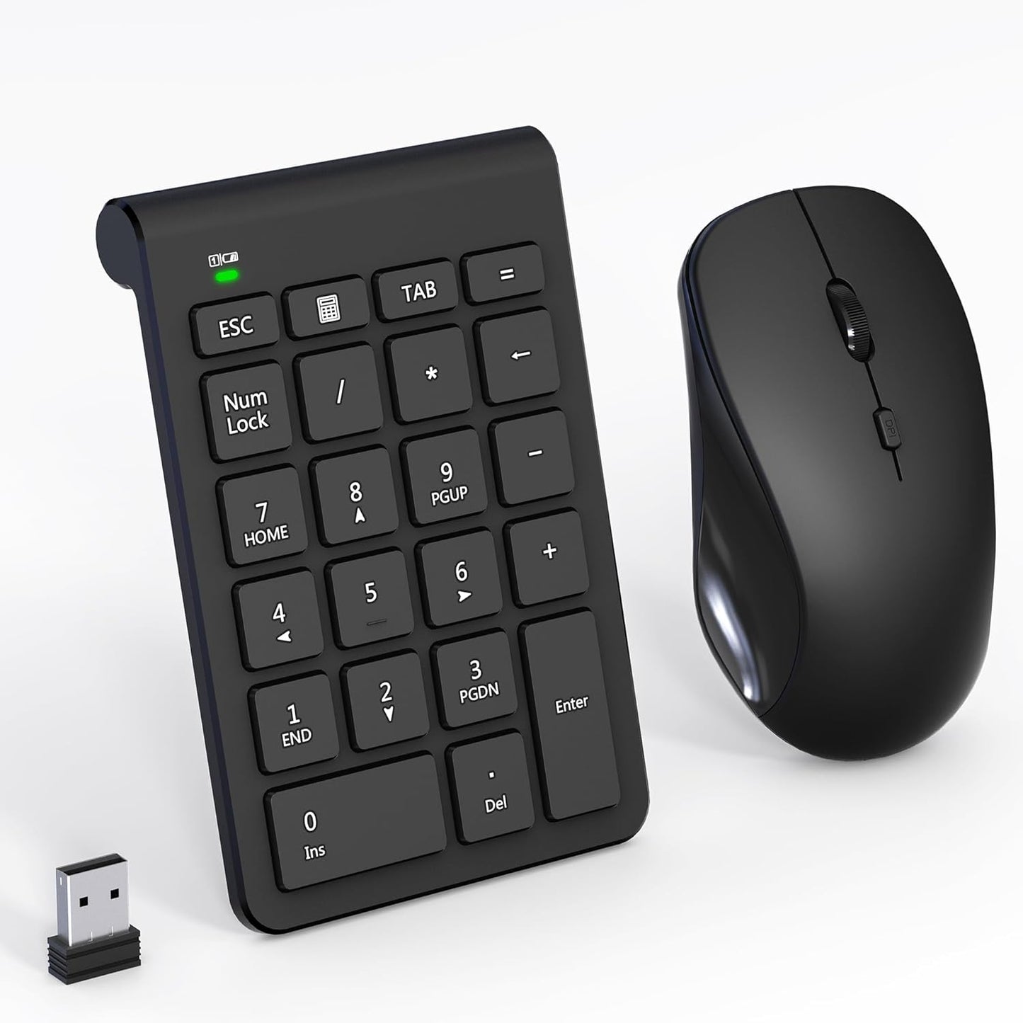 Tioleje 22 3 2.4GHz Set Wireless Mouse and Number Pad Combo - Key USB Keypad and Adjustable DPI Silent Mouse, Ultra