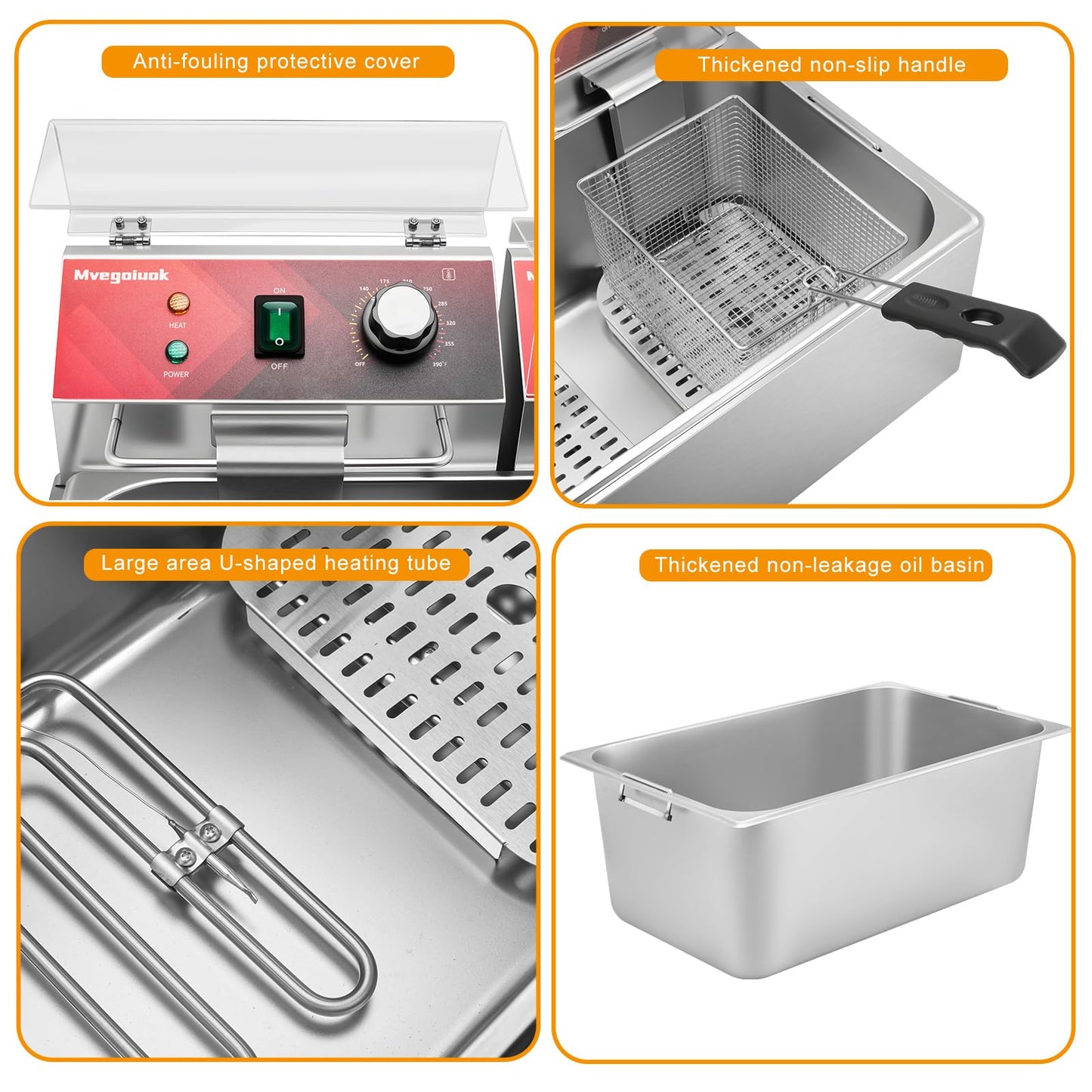 Mvegoiuok Electric Large Deep Fryer With 3 Basket 3600W Commercial Turkey Fryer Pot With Oil Filtration Lid 25QT Stainless Steels Frier for Home Use Oil Fryer