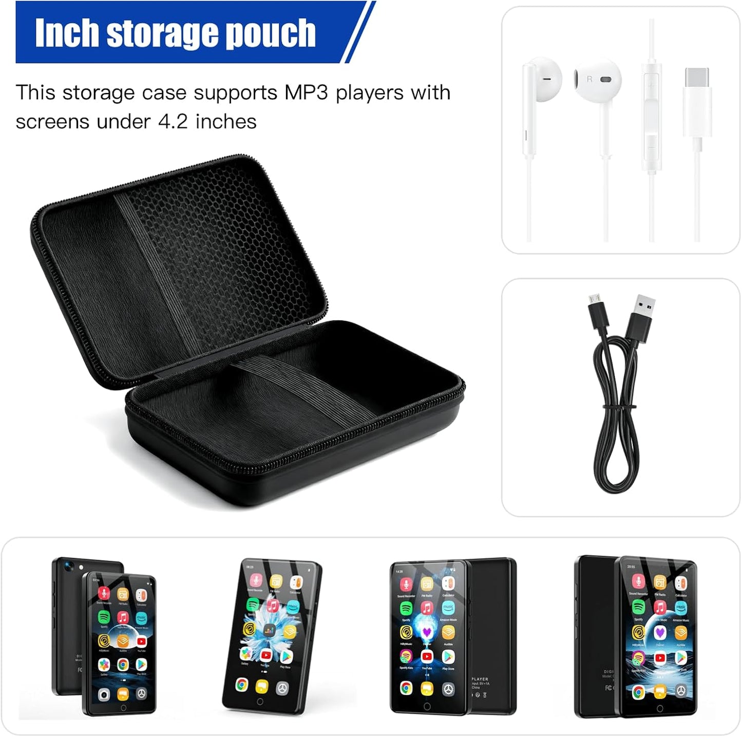 ZBORH MP3 MP4 MP3 4.02 inch MP3 4.02 inch, MP3 Player Case for Player, for Full Screen Touch Music Player and Other