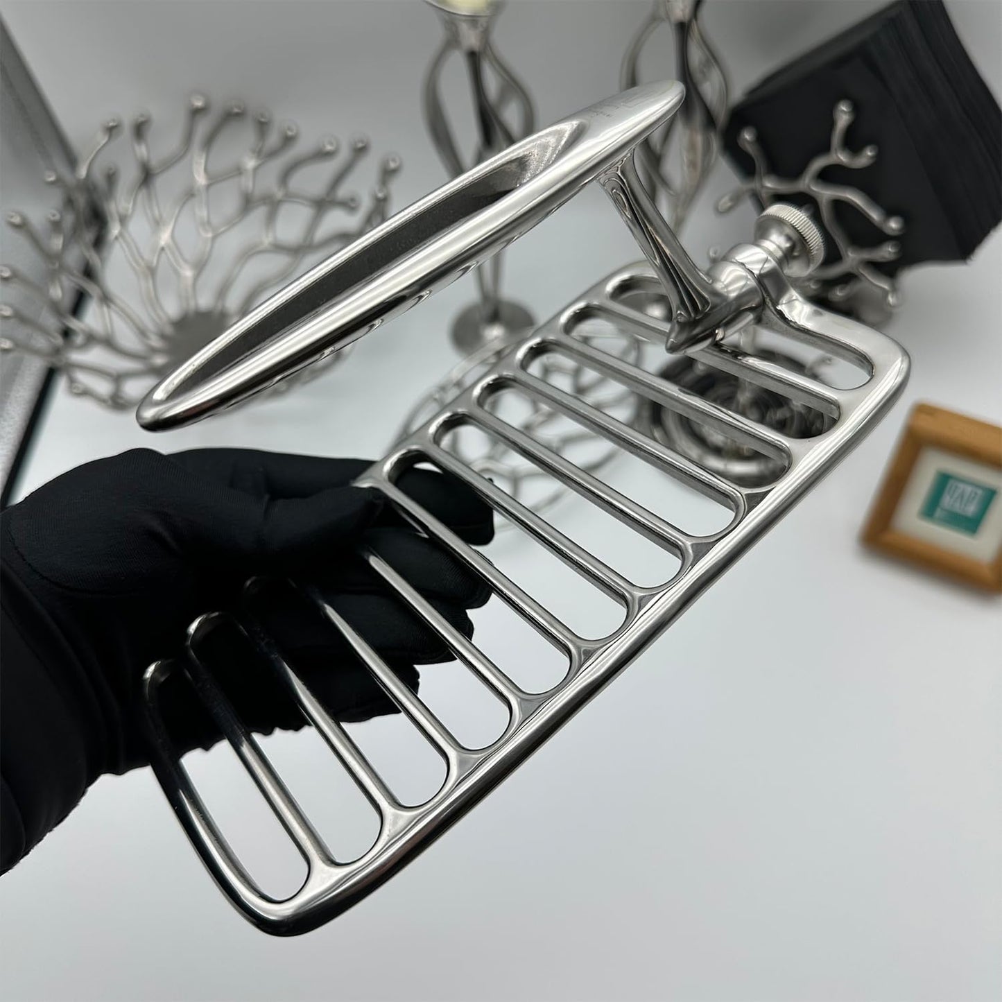 qAp quality art Practical Skeleton Grill Press with Sear Marks - Heavy Duty Stainless Steel Grill Weight for Even Cooking, Faster Grilling, Flat Burgers & Steaks - Dishwasher Safe