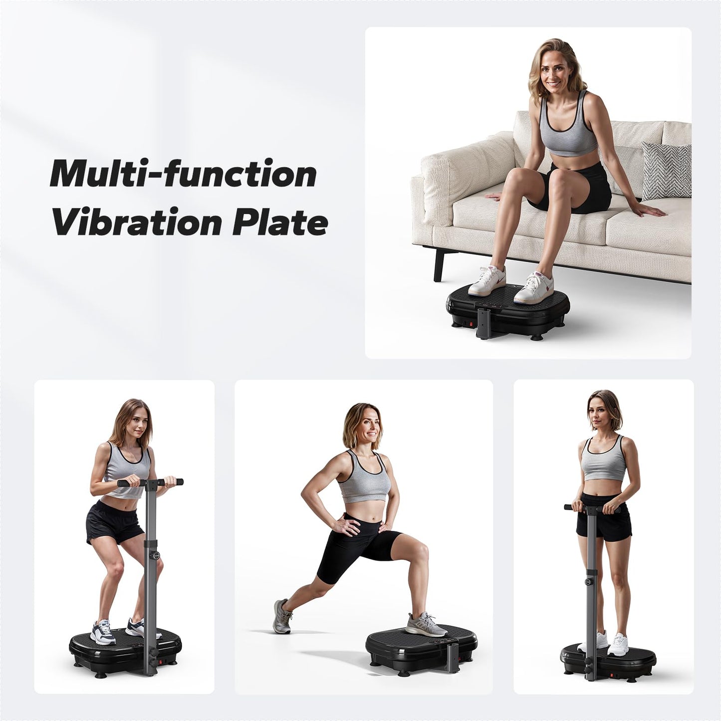 MERACH Vibration Plate Exercise Machine, Vibration Plate for Lymphatic Drainage Weight Loss, Vibrating Plate Exercise Machine with Handrails, Exercise Equipment for Women Men Home