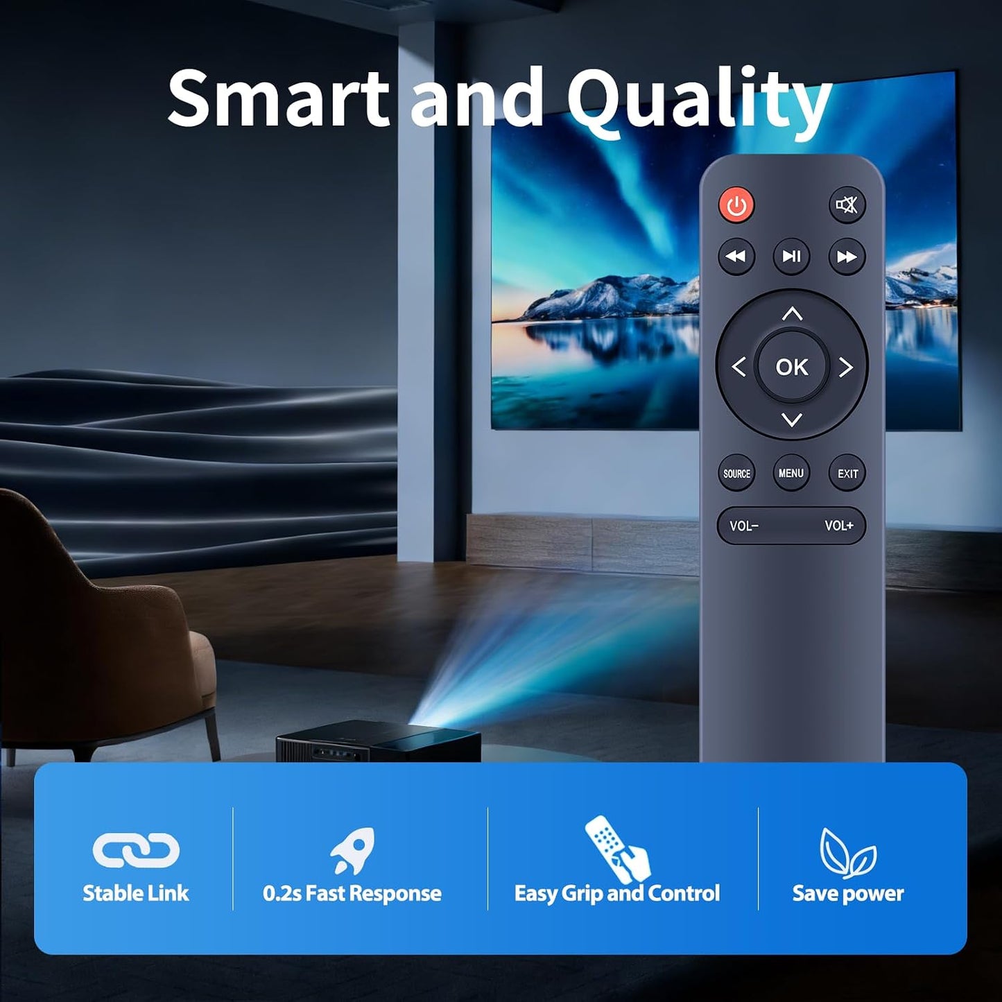 ZWP C10 C1 1080P Replacement Remote Control for HOMPOW Native Full HD BT Portable Mini Projector