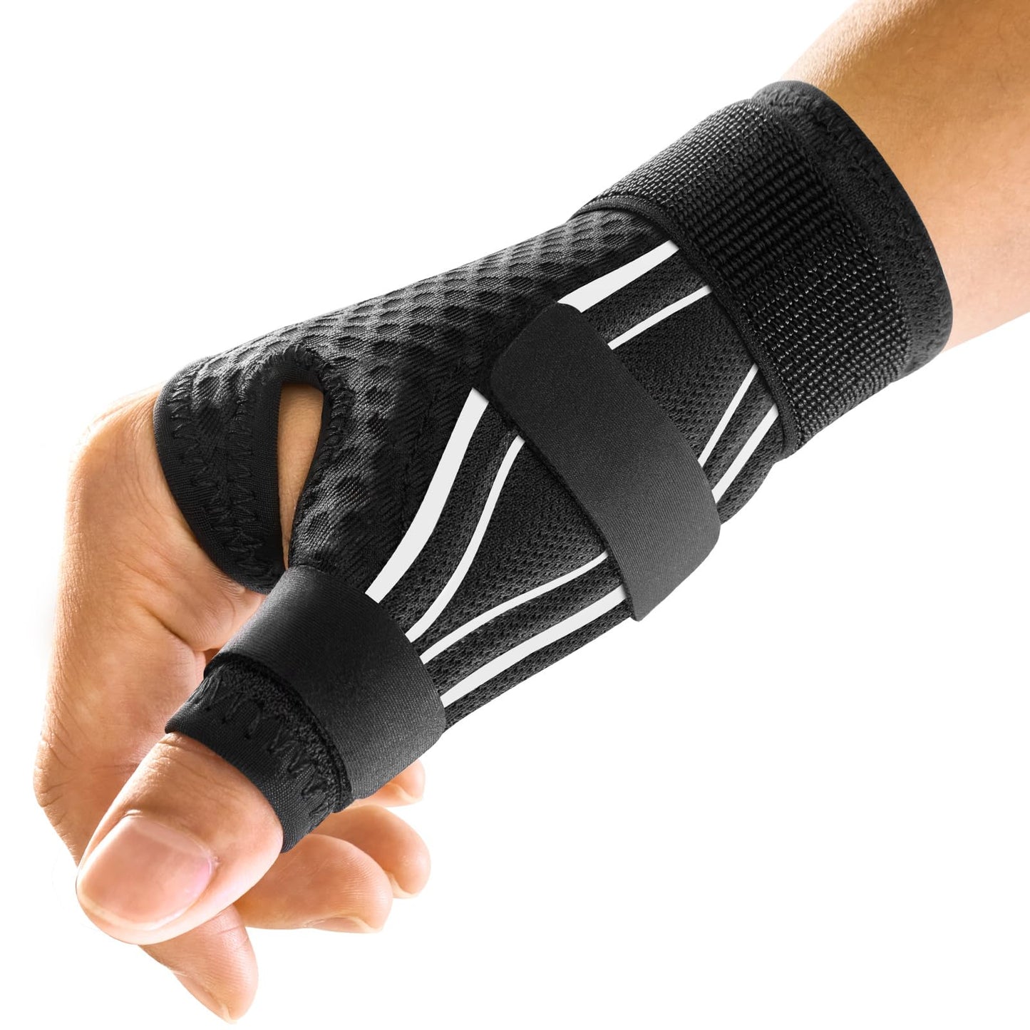FREETOO Thumb Brace Support Right Hand or Left Hand for Arthritis Pain and Support, Thumb Spica Splint for Trigger Thumb, Thumb Stabilizer for Tendonitis, Sprain Fits Palm 7.5''-8.5'' S/M White