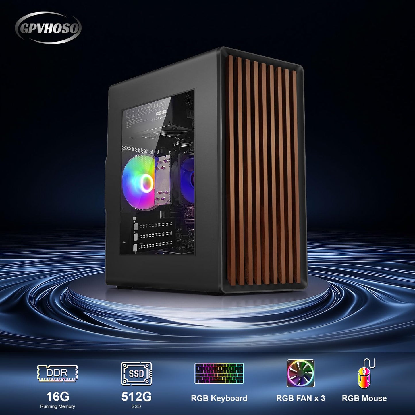 GPVHOSO Desktop Computer Tower PC, Intel Core i5 4570, 16GB DDR3 RAM, 512GB SSD, Windows 11 Home, Business Desktop with Wi-Fi 6, USB 3.0 and HDMI, Ideal for Work & Study