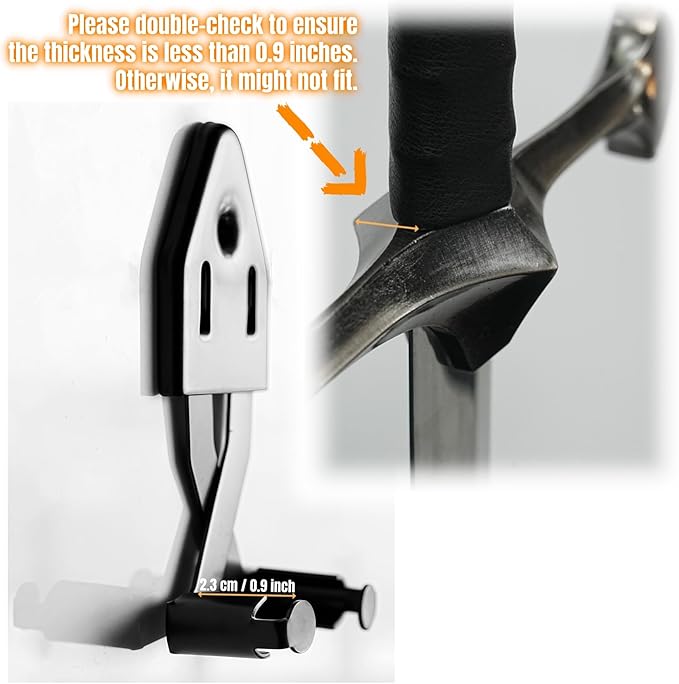 Metal Vertical Sword Wall Mount Sword Hanger Adjustable Multifunctional Mount for Medieval Sword Dagger Axe Blade Cosplay Sword Display (Black 2pcs)