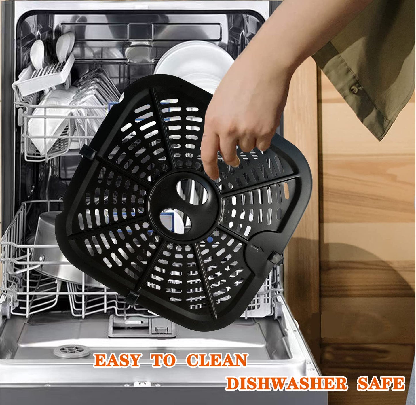 HEISENLIN Square Air Fryer Replacement Crisper Tray for 6.8QT Dreo Air Fryer Pro Max, 9.6IN Upgraded Double-layer Coating Air Fryer Grill Plate Pan Rack Grate Grid Insert for Dreo Air Fryers