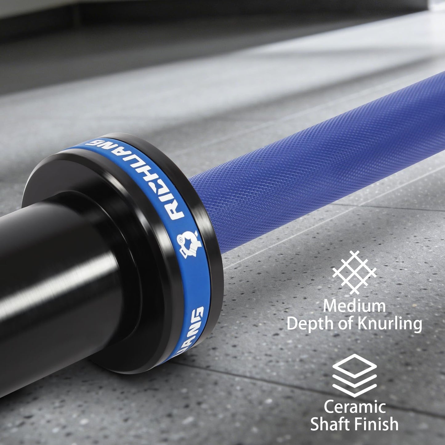 RICHUANG Olympic Barbell 5FT 26.5LB – 2" Weightlifting Bar for Home Gym Fitness, Squats, Deadlifts, Hip Thrusts, Bench Press, Strength Training – 500LB Capacity – Blue
