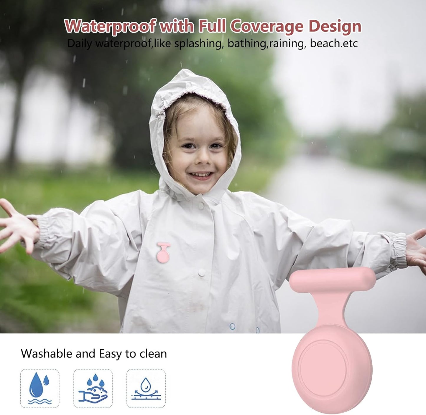 Frylaa AirTag Holder Case for Kids Waterproof,Hidden AirTag Case with Brooch Pin Holder,Item Locator,Anti Lost GPS