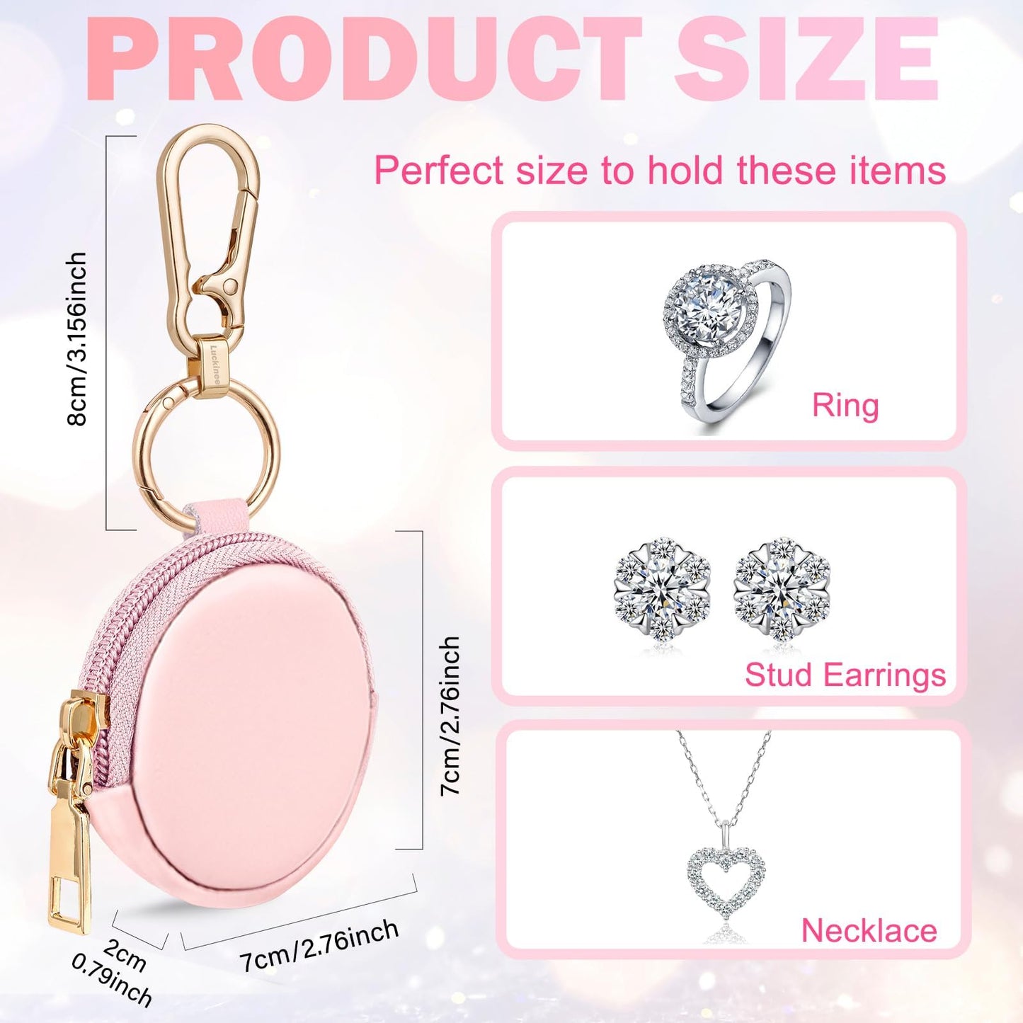 LUCKINEE Portable Gym Jewelry Ring Holder Keychain, Small Travel Ring Holder Earring Stud Necklace Storage Case Ring Holder Gifts for Women and Girls