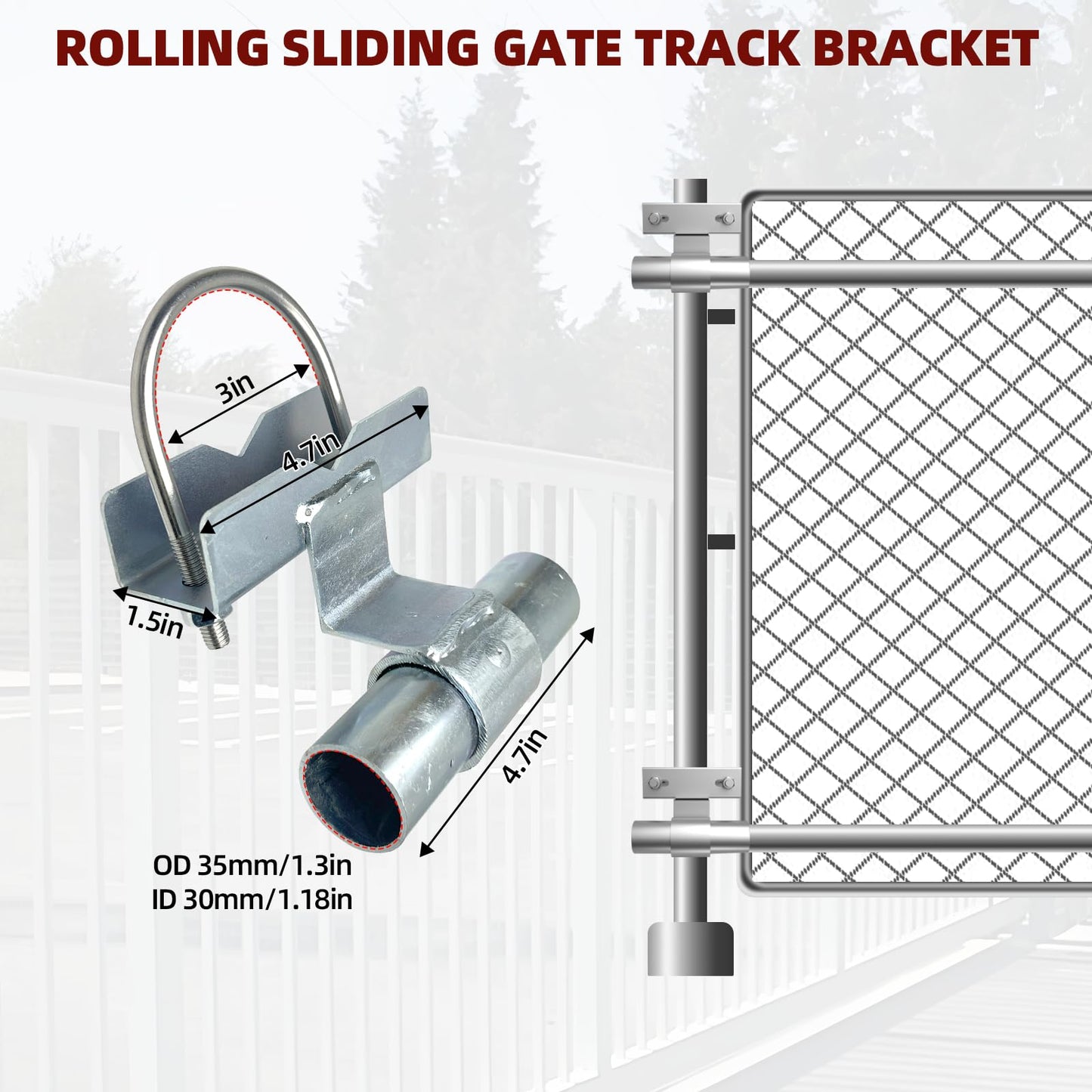 Rolling Gate Hardware Kit for Farm, Fence Gates, Rolling Gates- Includes 6" Double Wheel Carrier, 6 Universal Track Drackets, 2 Pipe Track Rollers, 1 Set Gate Latch, 2 Sets of Wrenches