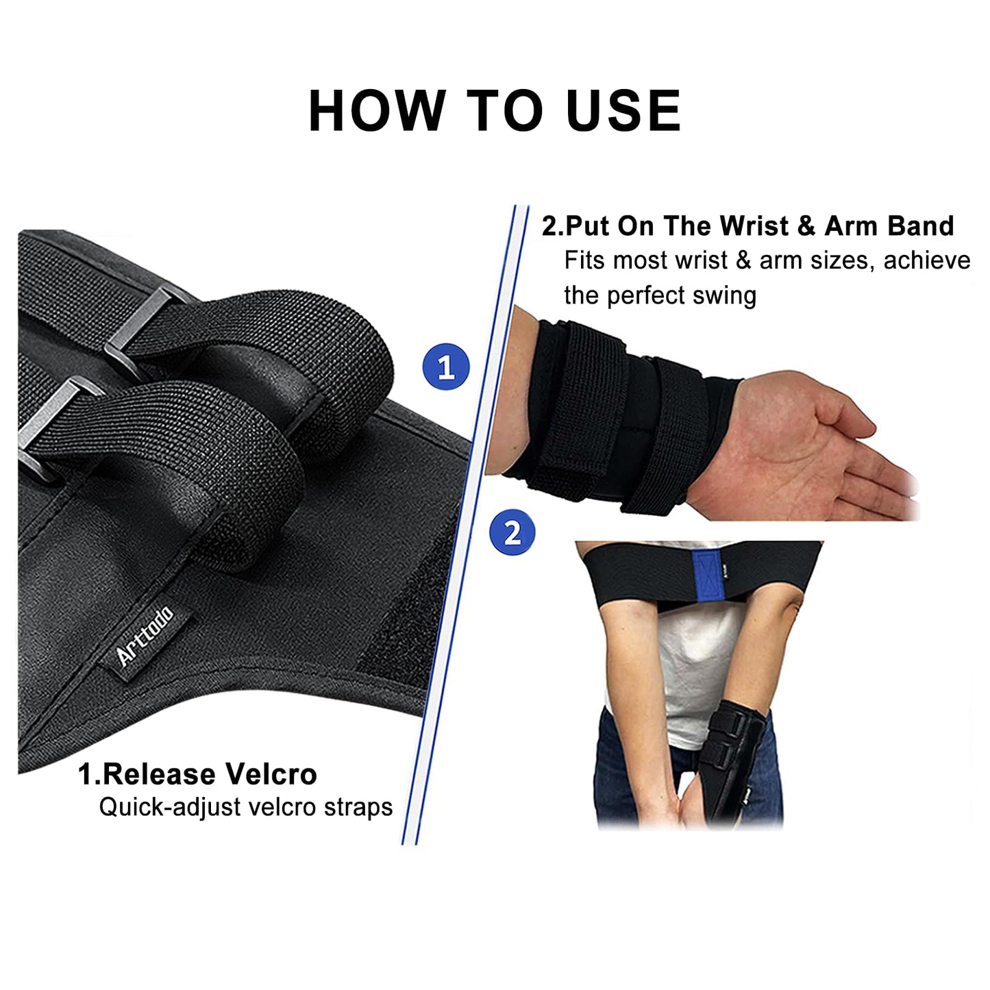 Arttodo Golf Training Kit with Arm Band & Wrist Strap, Golf Swing Training Aid to Correct Wrist Angle and Develop Muscle Memory for Beginner Golfers