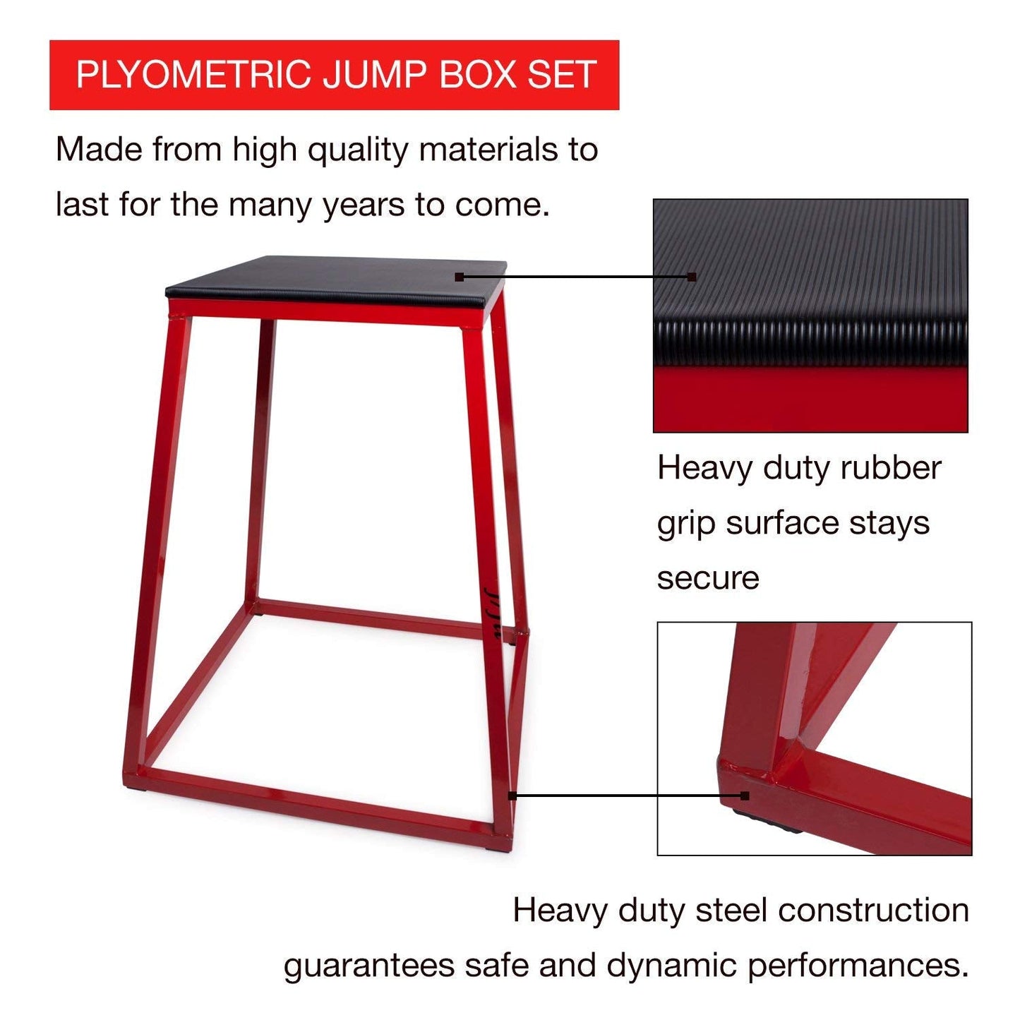 JFIT Plyometric Jump Box - 18", Red/Black
