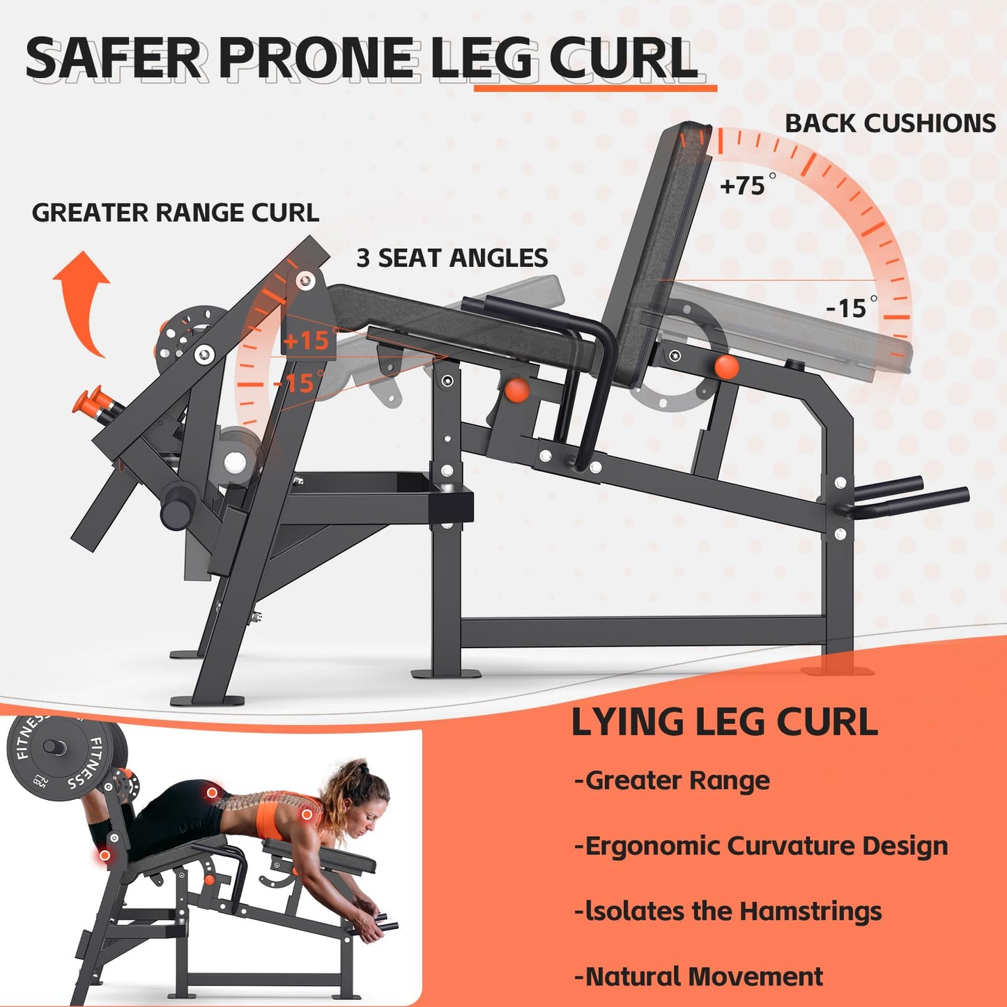 HIKEDIN Leg Press and Curl Machine, Single Leg Extension, Seated Leg Curl, Adjustable Leg Workout Bench, Plate Loaded Home Gym Equipment for Thigh & Hamstring Training, Heavy Duty Steel Frame，Black